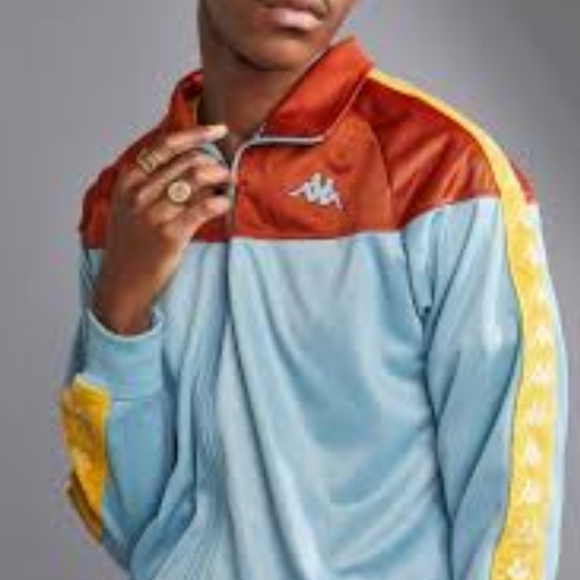 Kappa Other - Kappa Zip Up Track Jacket Urban Outfitters Blue Yellow Velvet Trim Mens Large
